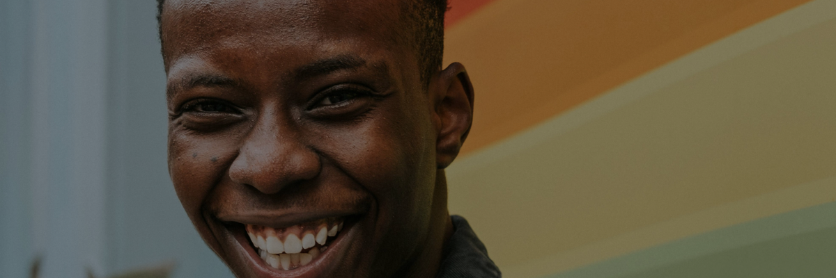 Person with rainbow flag