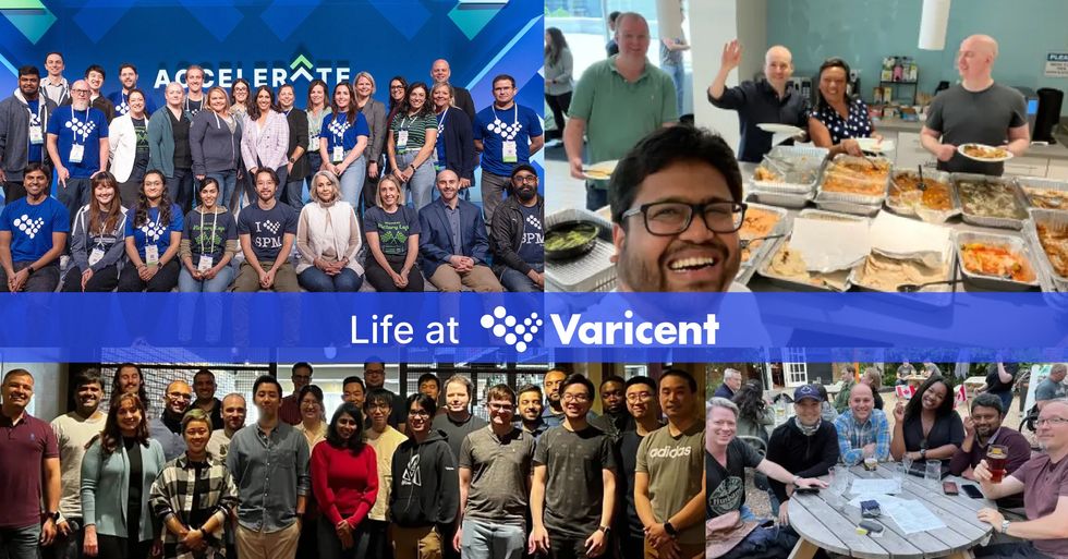 A collage of images showing Varicent team members at various employee events