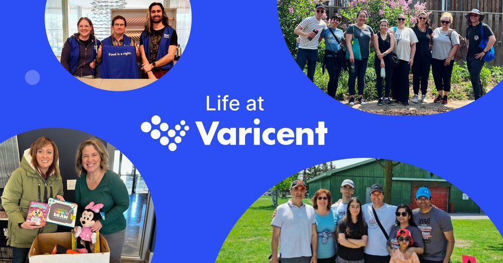 A collage of photos showing Varicent employees volunteering