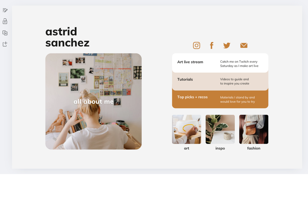 A sample personal portfolio website designed in Canva.