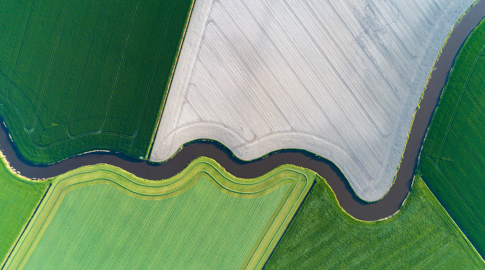 An aerial image of a river