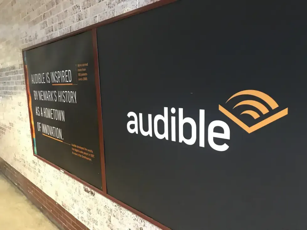 An Audible ad greets you as you exit from the train station