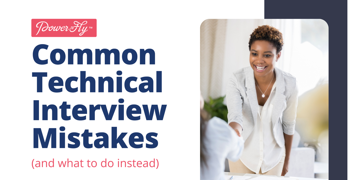 Blog post banner with a person smiling and title Common Technical Interview Mistakes