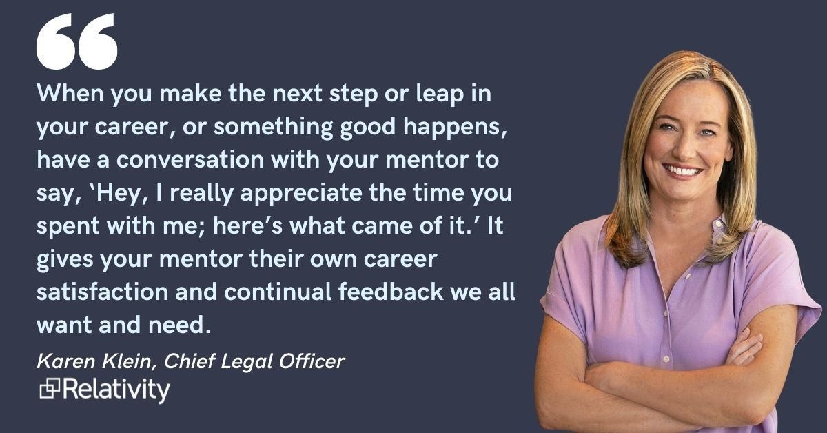 Blog post header with quote from Karen Klein, Chief Legal Officer at Relativity