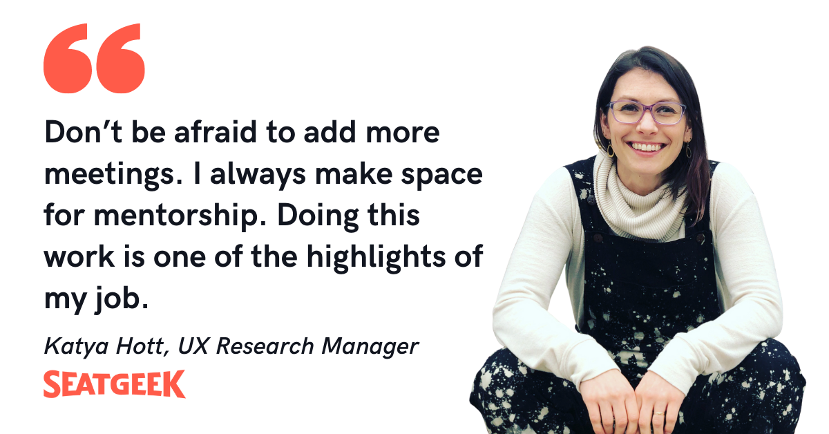 Blog post header with quote from Katya Hott, UX Research Manager at Seatgeek