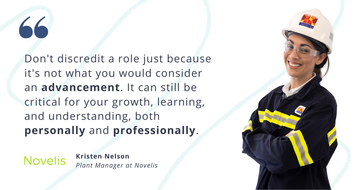 Blog post header with quote from Kristen Nelson, Plant Manager, Oswego, at Novelis