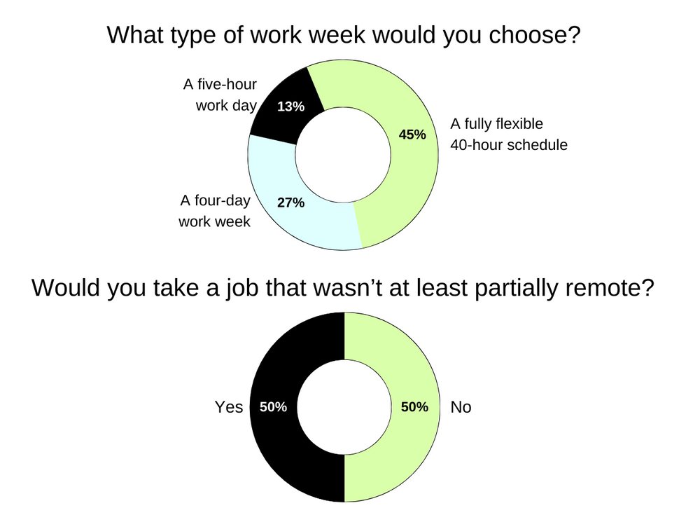 Graphic showing the results to the survey questions 