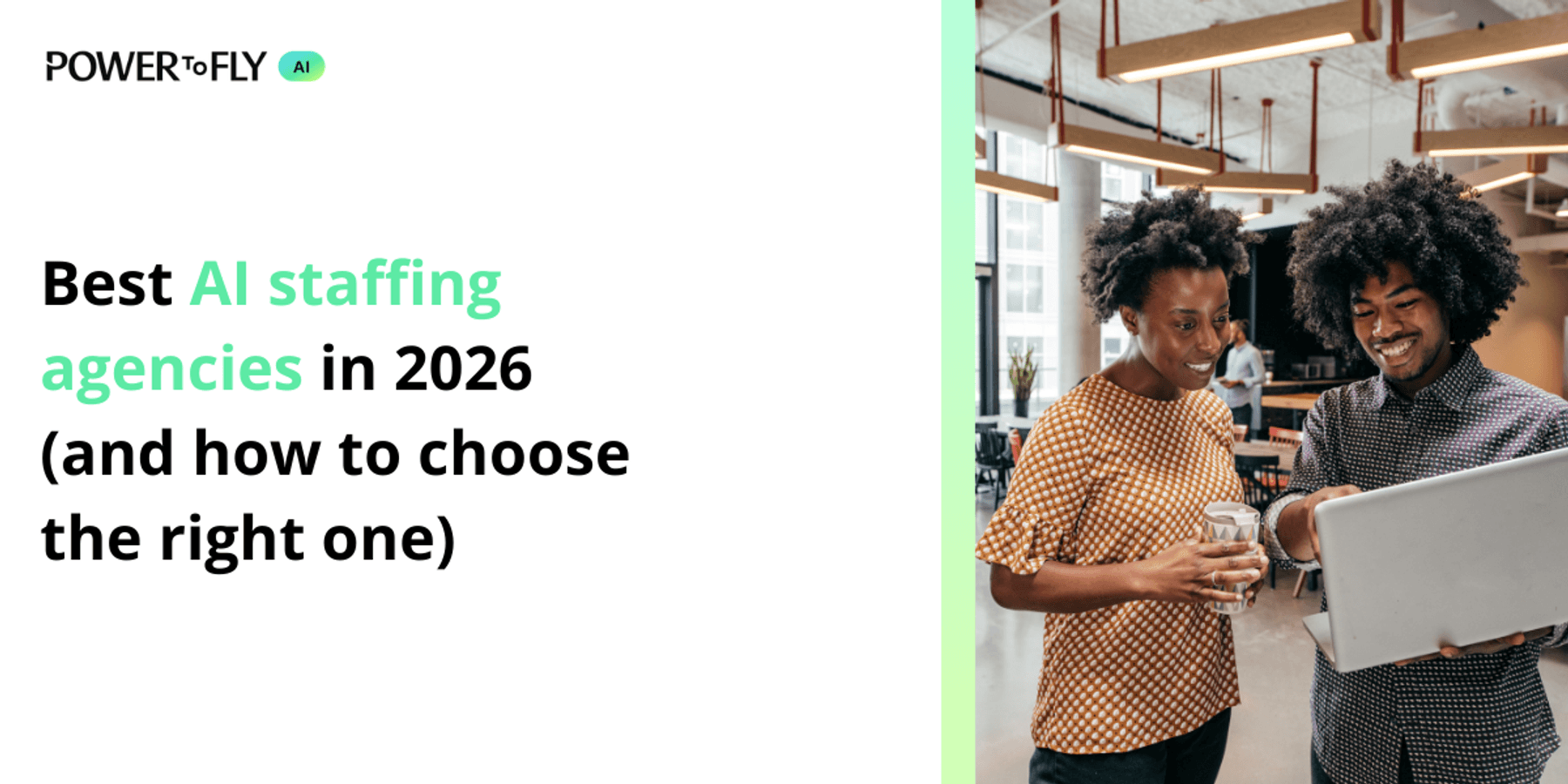 Hiring leader comparing AI staffing agencies on a laptop
