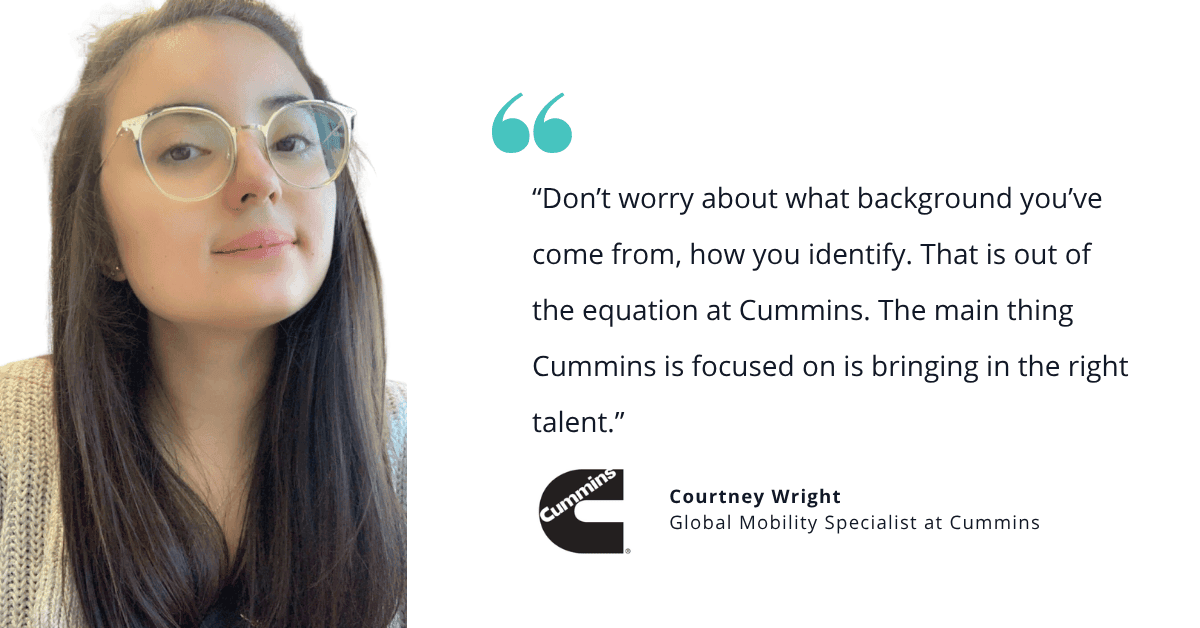 How Courtney Wright built a career at Cummins — starting with an apprenticeship. Photo of Courtney Wright and a quote from her.