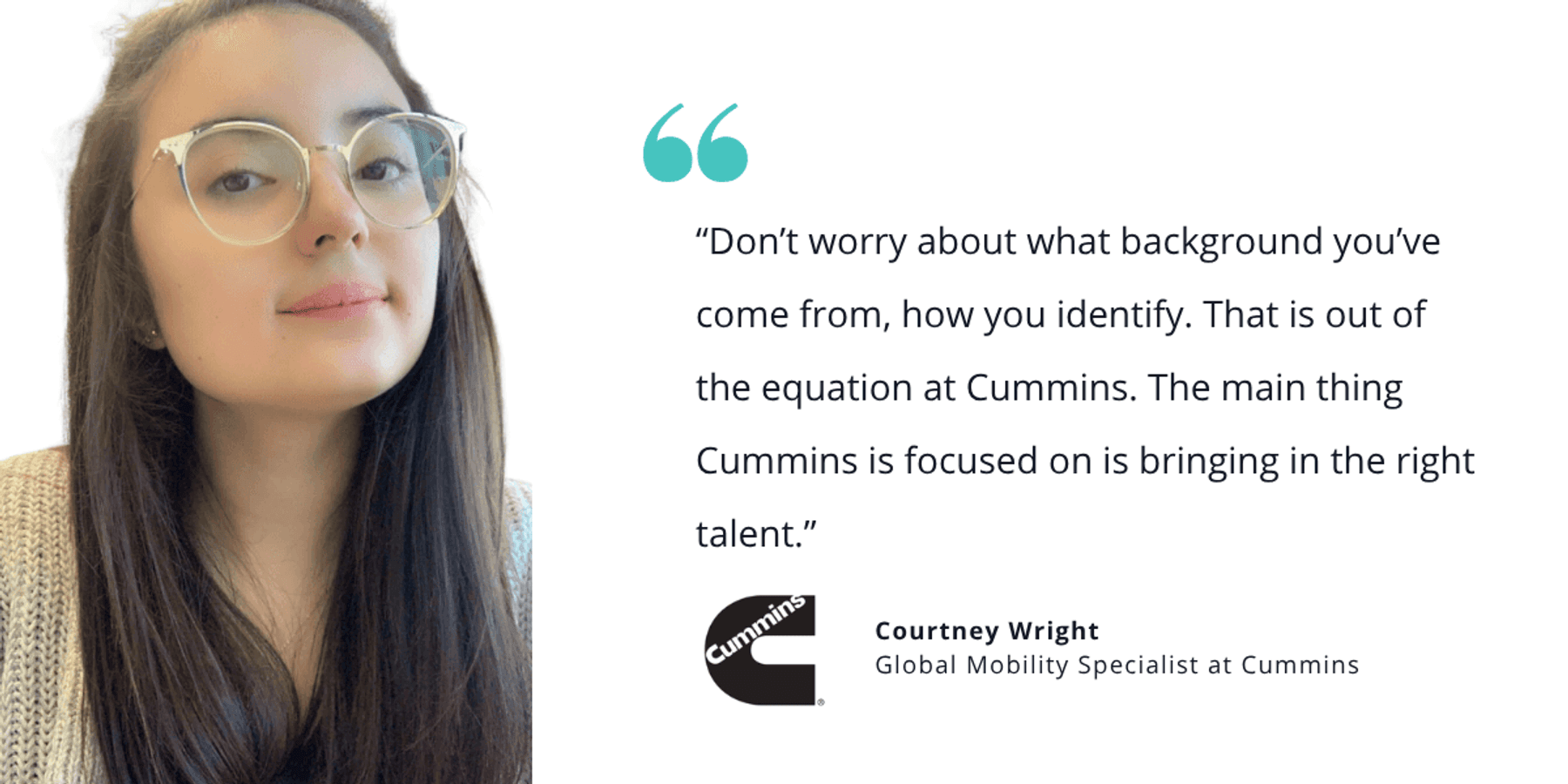 How Courtney Wright built a career at Cummins — starting with an apprenticeship. Photo of Courtney Wright and a quote from her.