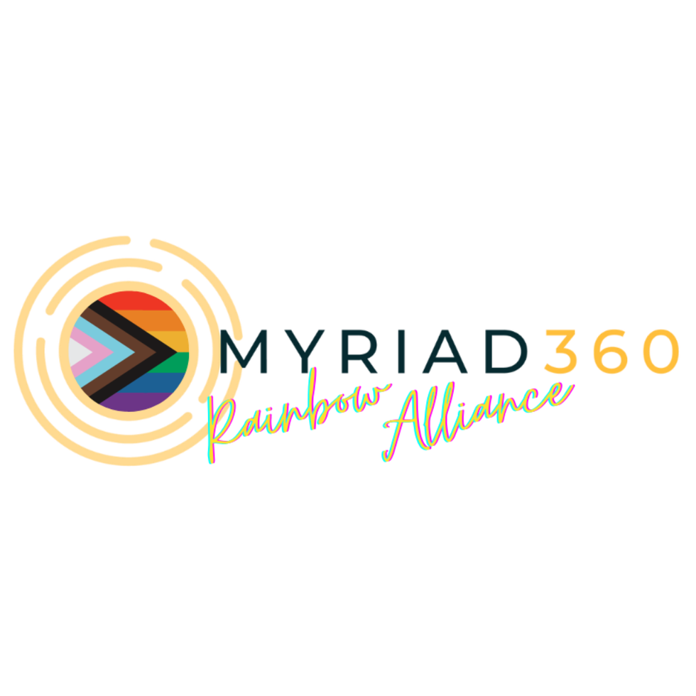 Myriad360's logo with pride colors and the text: Rainbox Alliance
