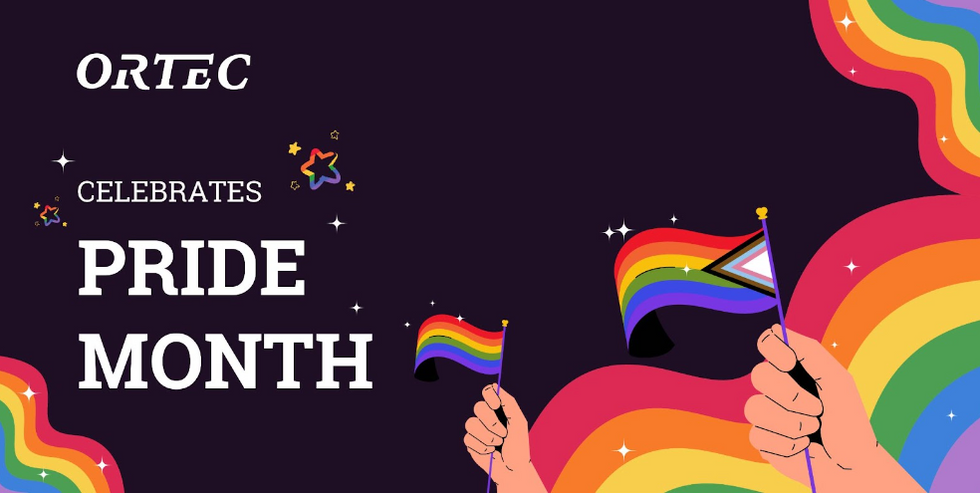 ORTEC CELEBRATES PRIDE MONTH graphic with flags and rainbows