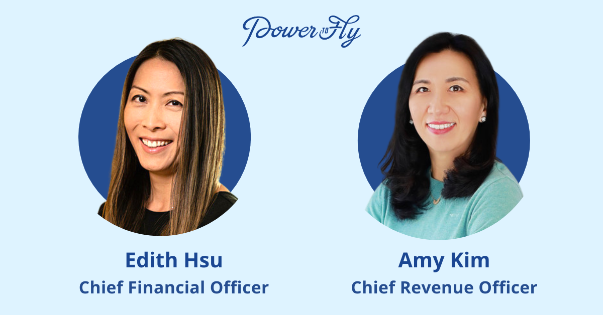 Photo of Edith Hsu, Chief Financial Officer, and Amy Kim, Chief Revenue Officer