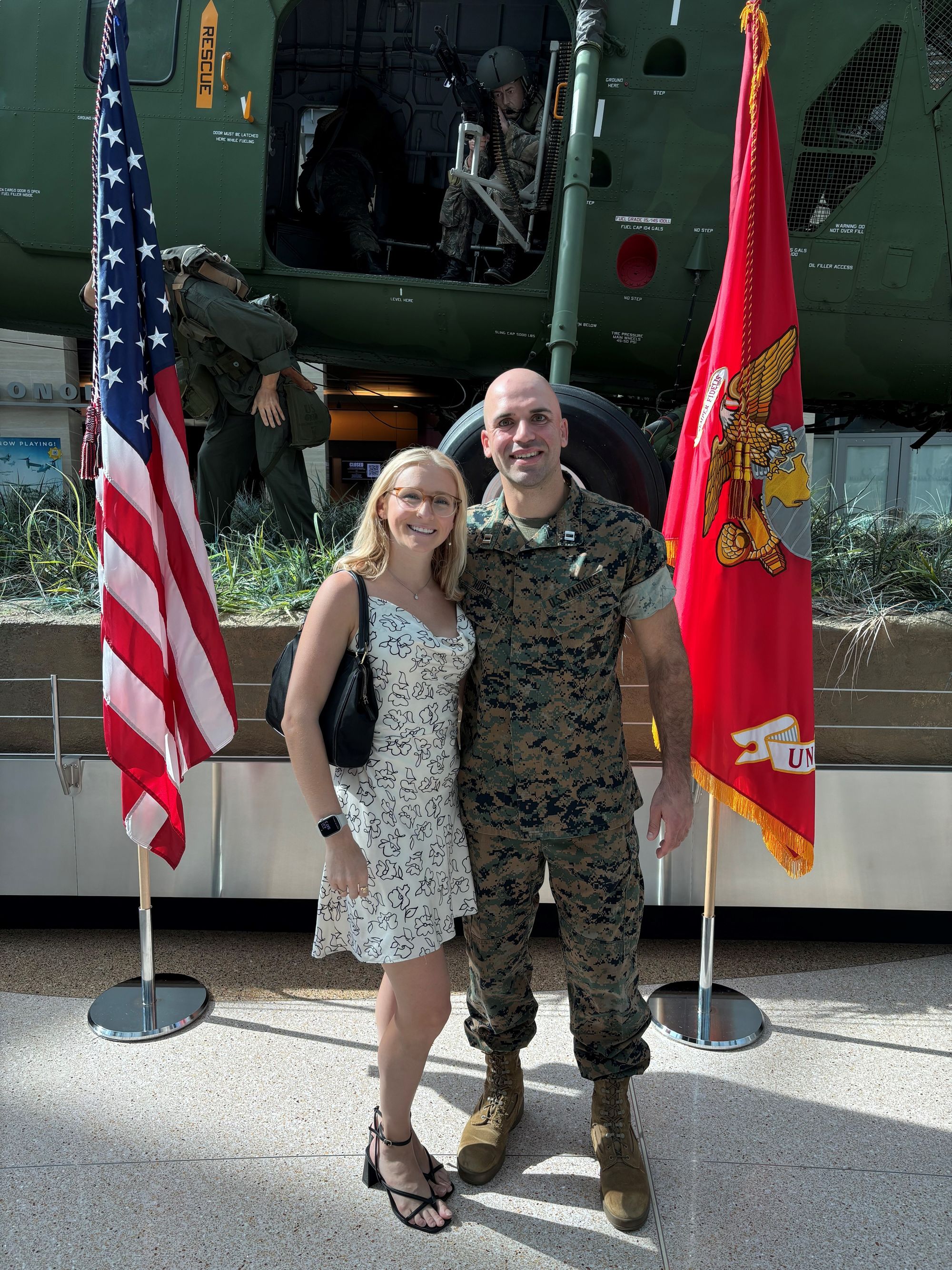 Photo of Terry and his girlfriend Emily after his promotion to the rank of Captain at the Marine Corps Museum in Quantico