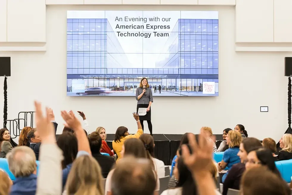 PowerToFly CRO Caroline Turner kicked off the evening.