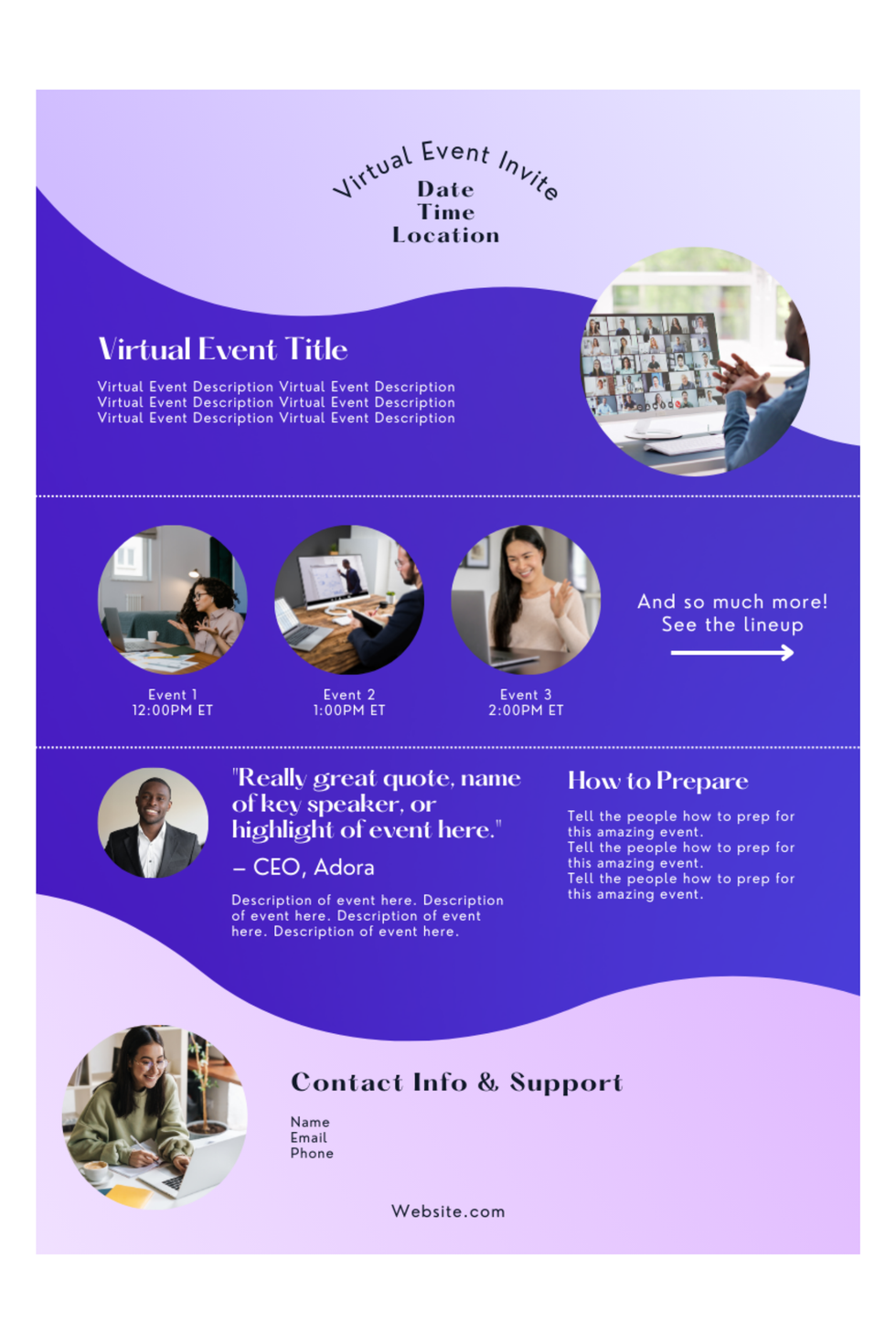 Pre-virtual networking event email template