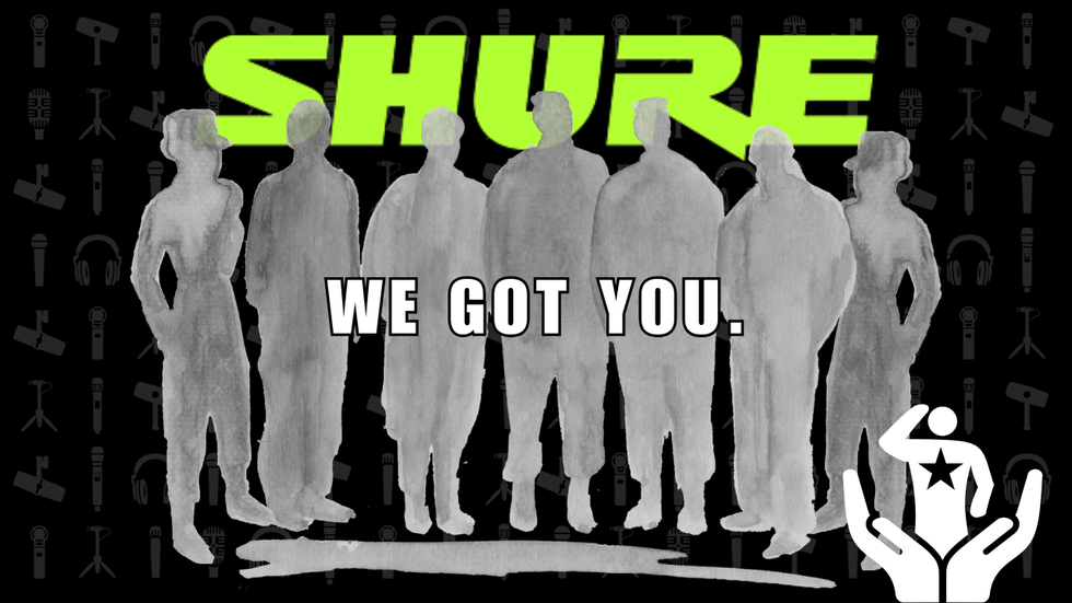Shure graphic with a group of veterans and text stating "We got you."