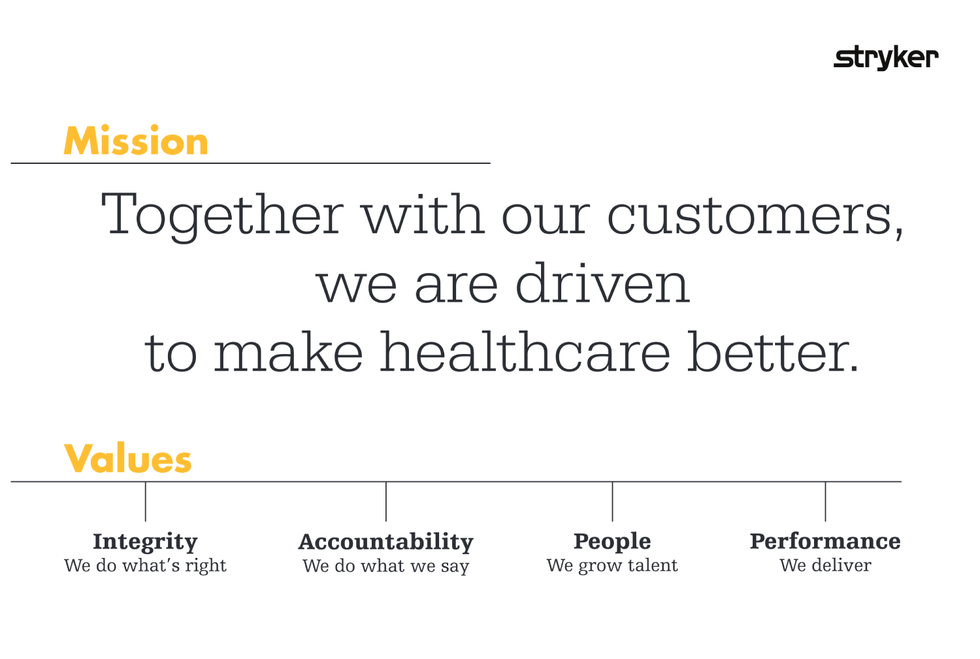 Stryker's mission and values