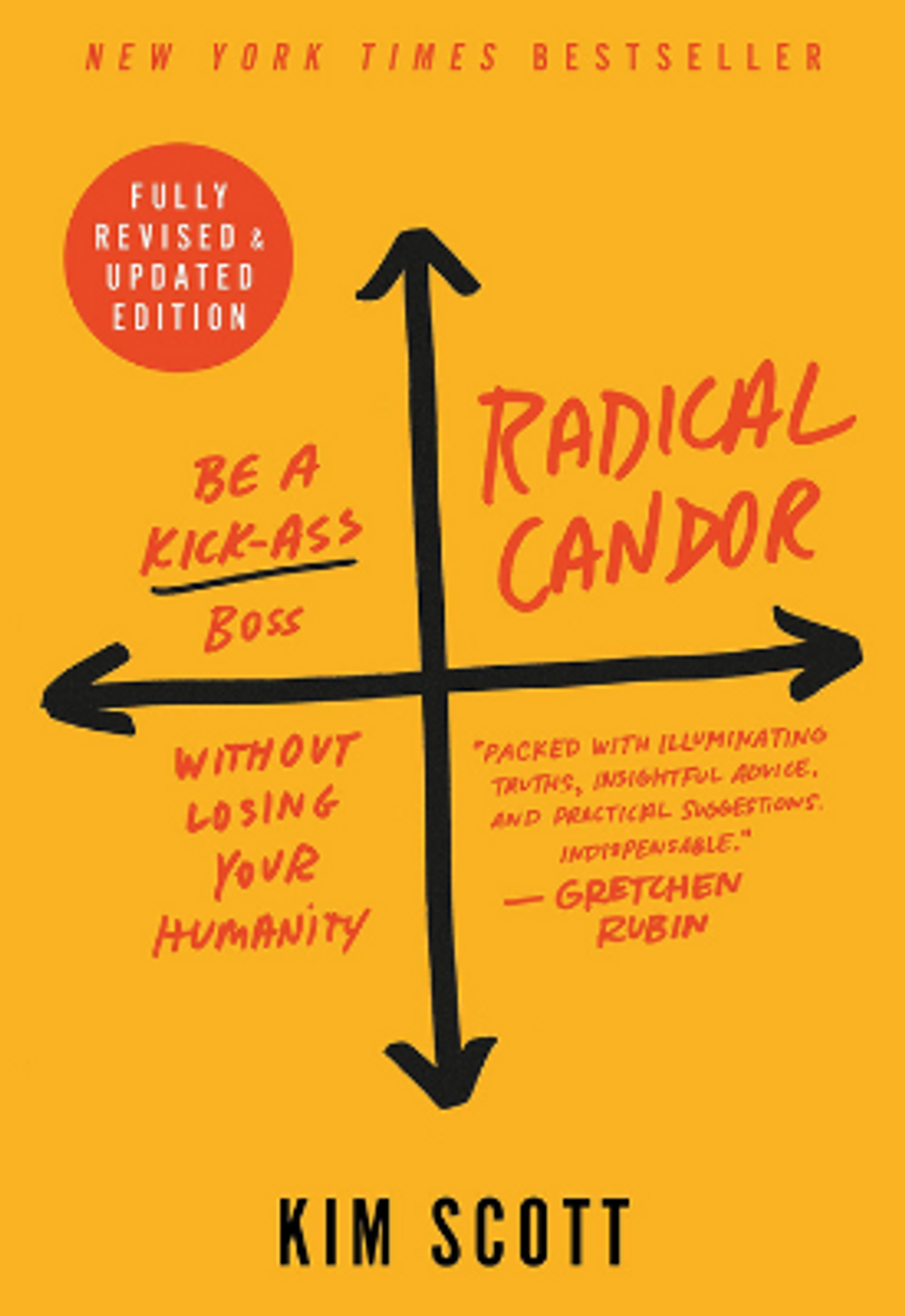 The front cover of the book "Radical Candor: Be a Kickass Boss Without Losing Your Humanity" by Kim Malone Scott