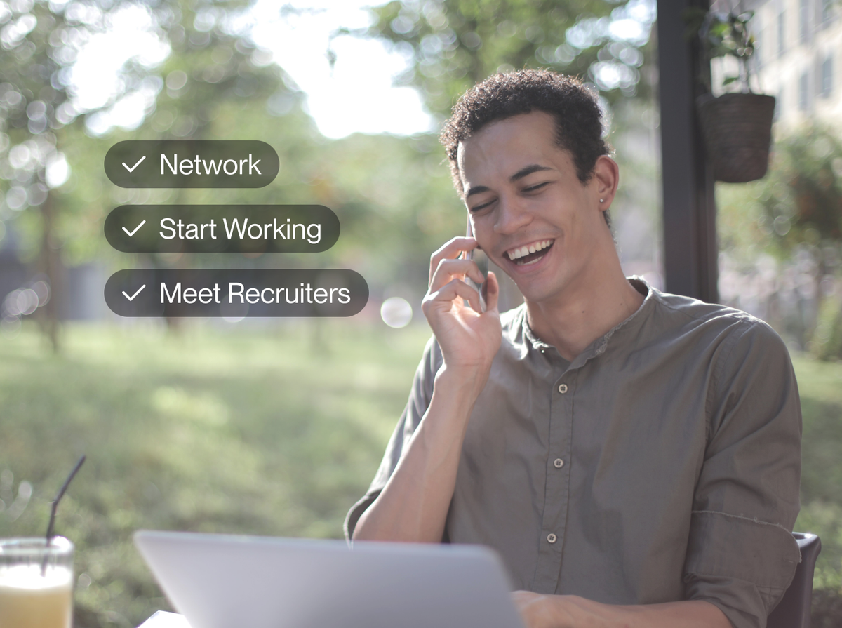 Upskilling - man on phone and computer