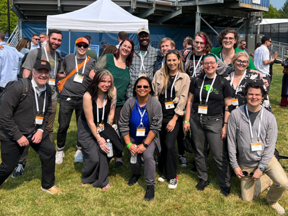 Various Relativity employees at a Pride event